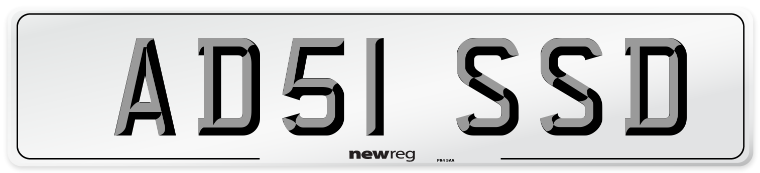 AD51 SSD Number Plate from New Reg